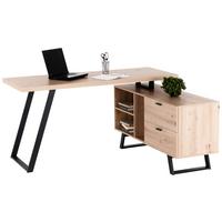 Eckschreibtisch mit Stauraum B 150cm H 75cm Corinna, Eiche - Eichefarben/Schwarz, MODERN, Holzwerkstoff/Metall (150/60/75cm) - MID.YOU