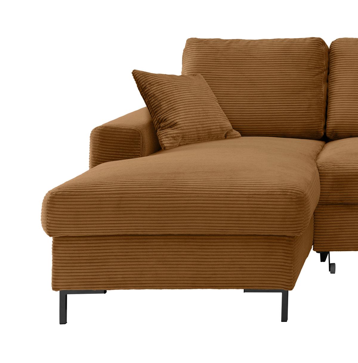 Eckschlafsofa Zona, Goldfarben S: 143x237 Cm - Goldfarben/Schwarz, KONVENTIONELL, Textil (143/237cm) - Livetastic