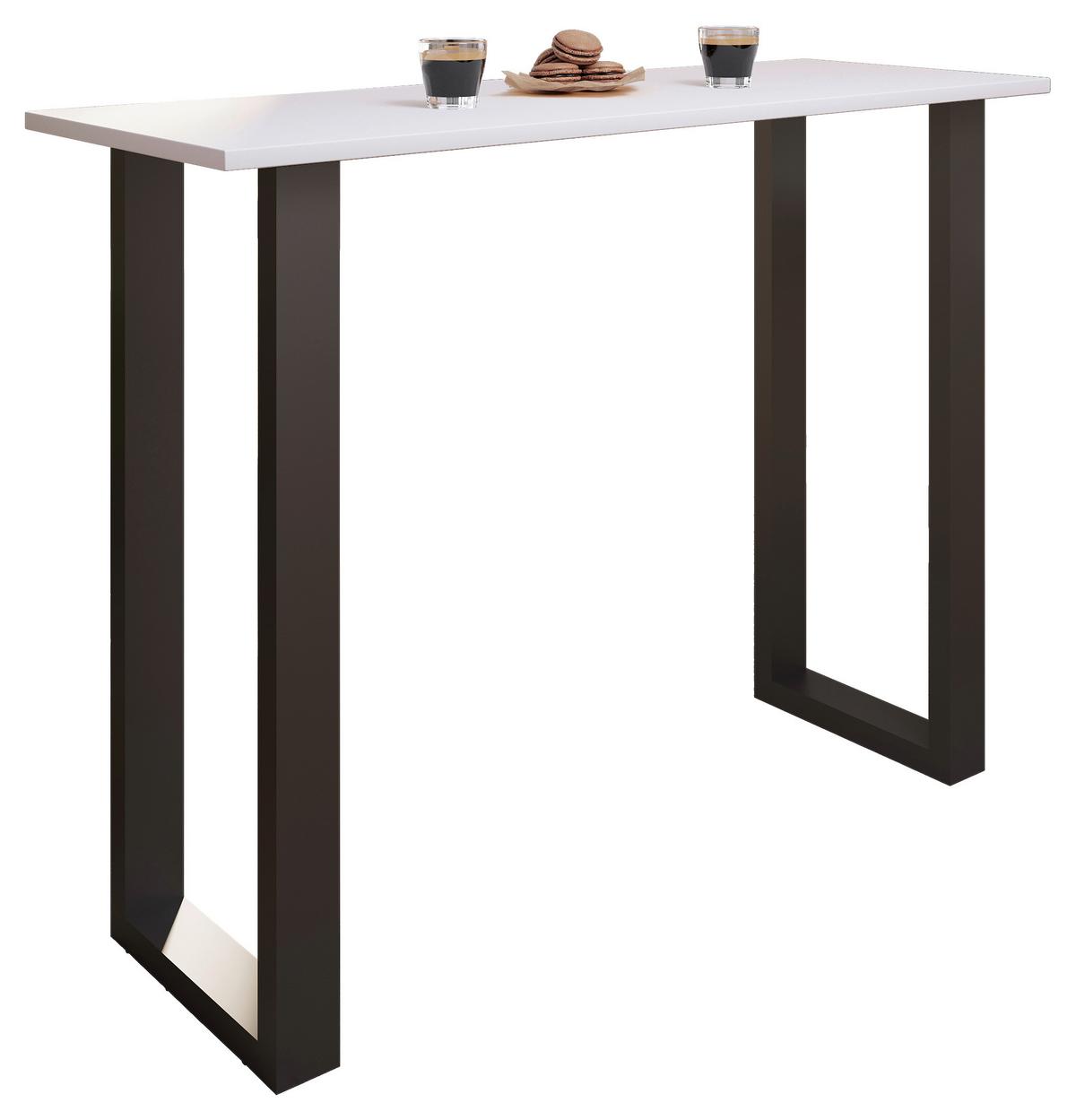 Bartisch Xona B 140x50 - Schwarz/Weiß, KONVENTIONELL, Holzwerkstoff/Metall (140/50/102cm)