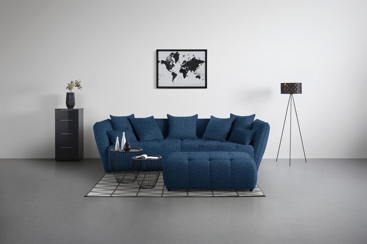 Taburet SOFI, tmavě modrá - černá/tmavě modrá, Moderní, textil (128/48/70cm) - Premium Living