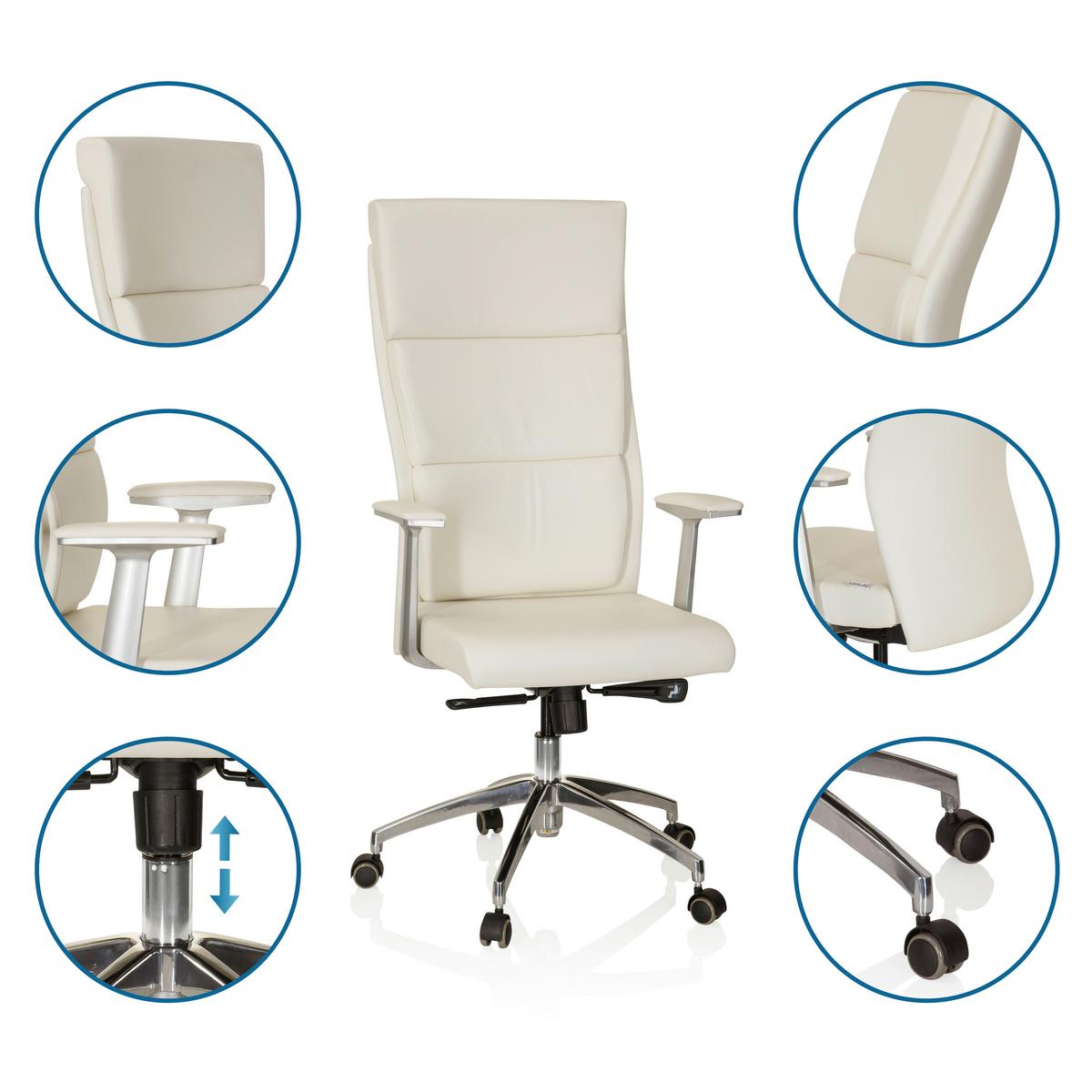 Chefsessel Monza 20 Cremefarben - Creme, MODERN, Leder/Kunststoff (60/131/52cm) - MID.YOU