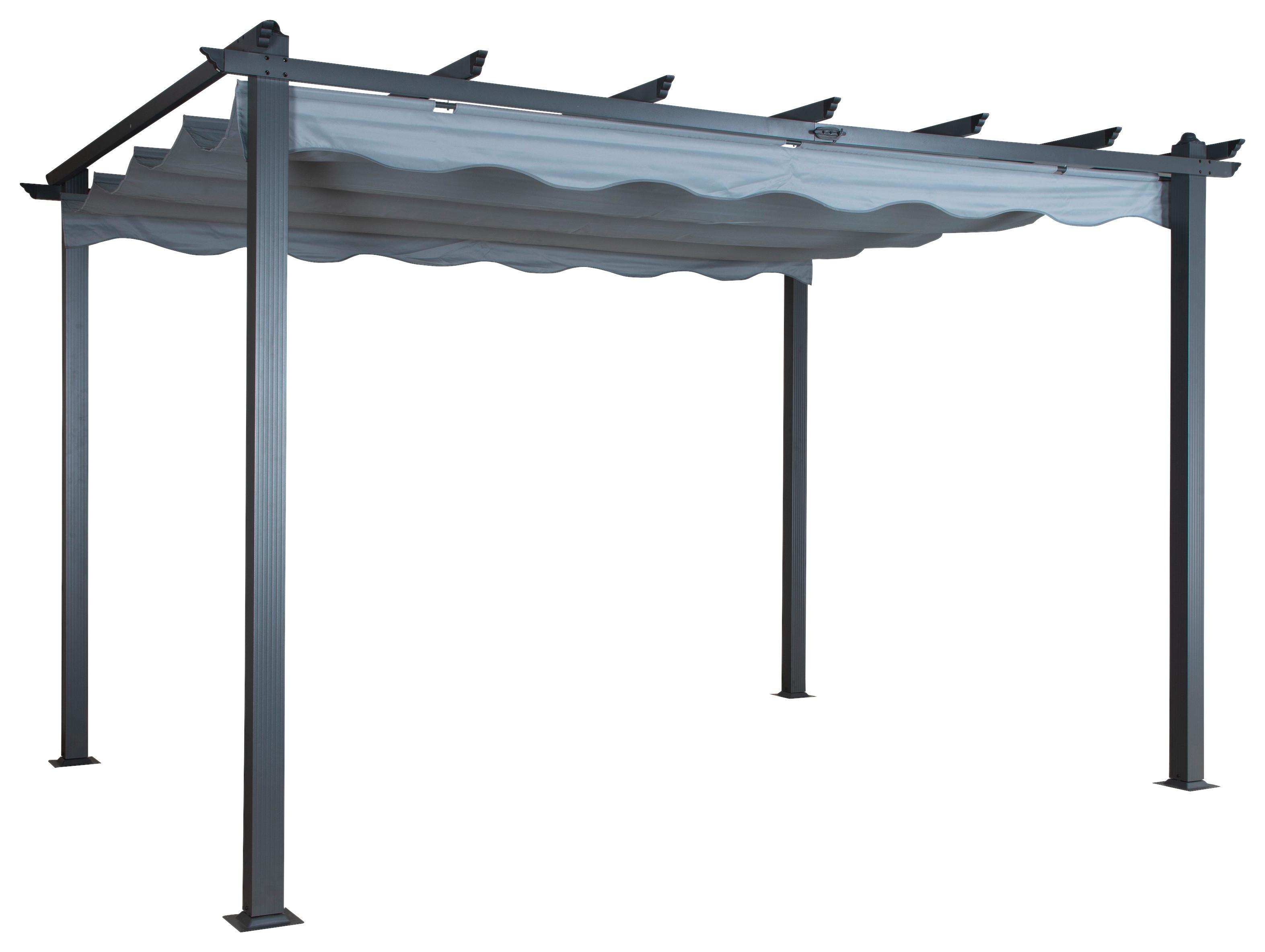 Pavillon Lazio 395x245cm Wetterfest, Gartenpavillion - Schwarz/Grau, KONVENTIONELL, Textil/Metall (395/245/295cm) - Gardenson