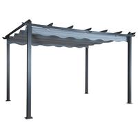 Pavillon Lazio 395x245cm Wetterfest, Gartenpavillion - Schwarz/Grau, KONVENTIONELL, Textil/Metall (395/245/295cm) - Gardenson