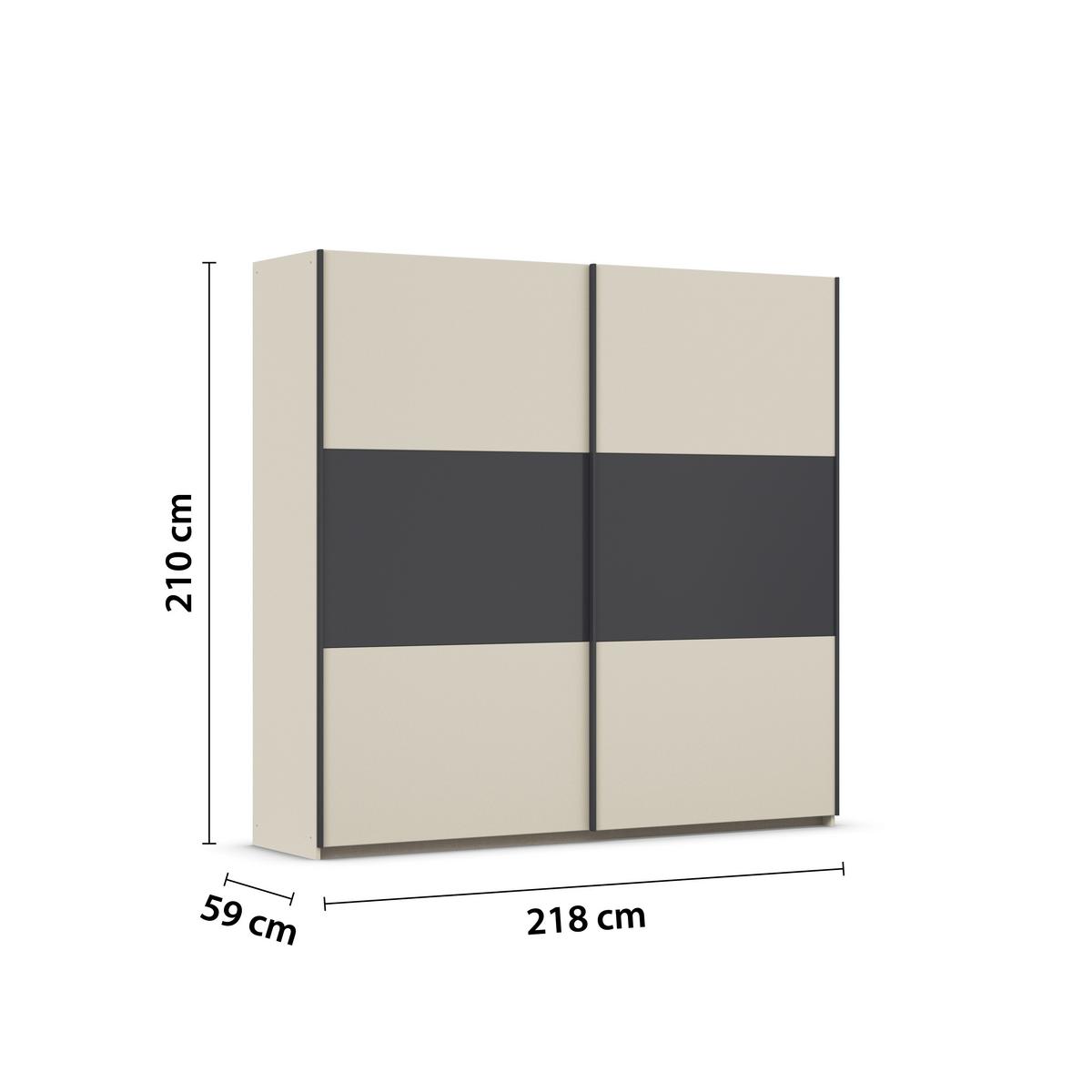 Schwebetürenschrank Neo Grau Champagner B: 218 cm - Champagner/Grau, MODERN, Holzwerkstoff (218/210/59cm) - Rauch Möbel