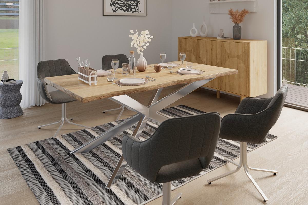 Stolová podnož NOAH kefovaná ocel - farba ušľachtilej ocele, Modern, kov (137/72/78cm) - Mömax