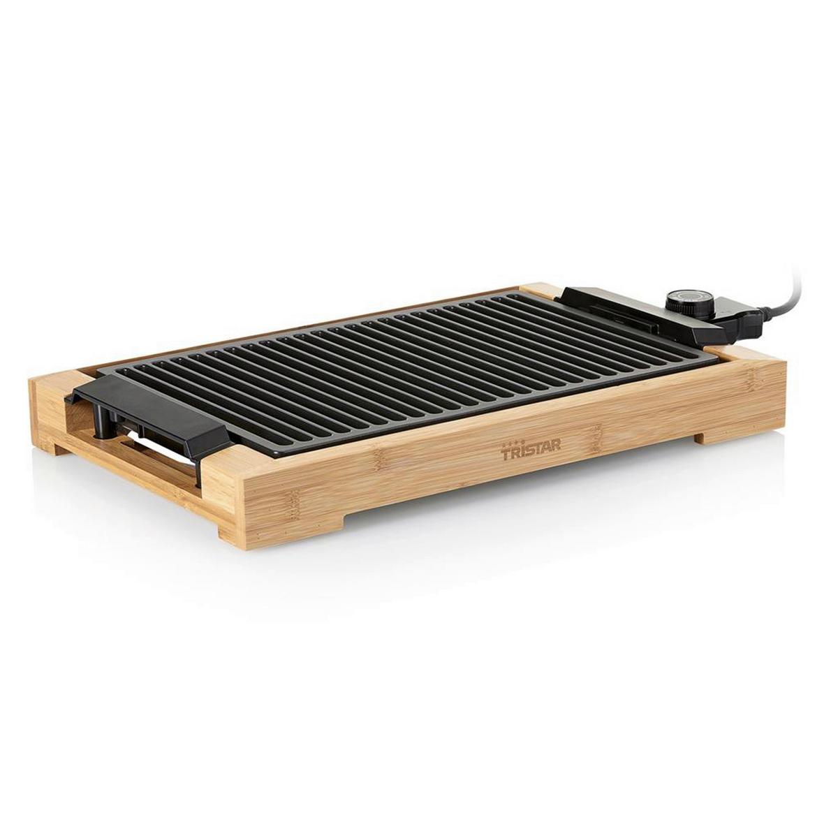 Tischgrill Tristar 2000 W, Antihaftbeschichtet - Schwarz, Basics, Holz/Metall (37/25/10cm)