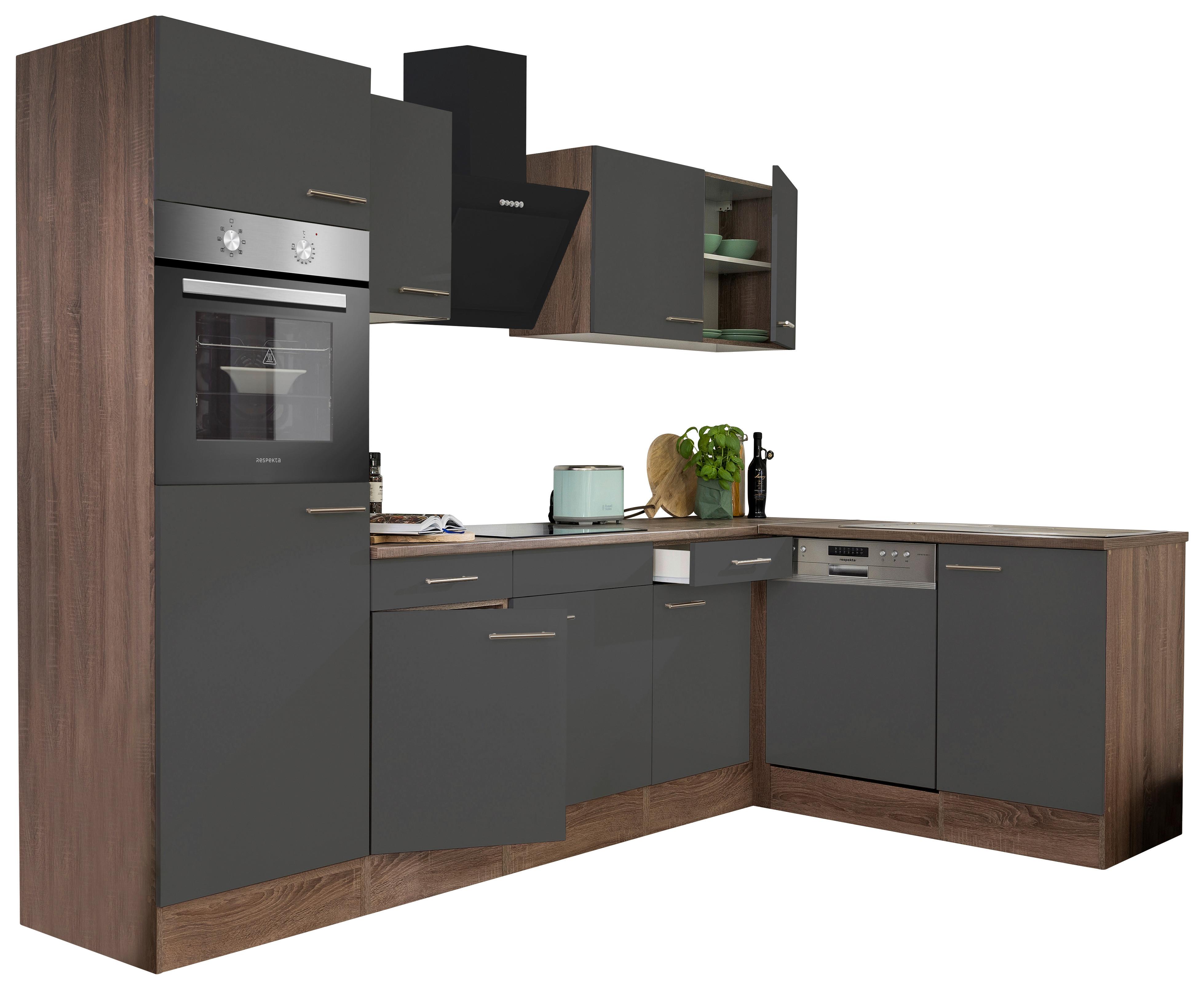 Eckküche Oliver L-Küchenblock 280 cm - Eichefarben/Grau, Basics, Holzwerkstoff (280/172cm) - Respekta