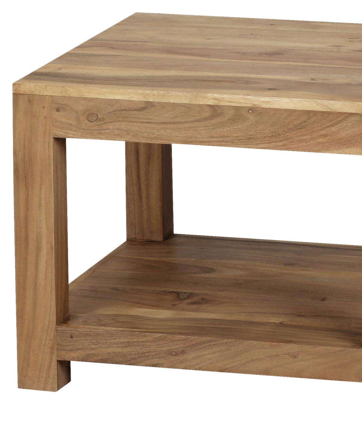 Couchtisch Holz Massiv inkl. Ablageplatte Mumbai, Akazie - Akaziefarben, Design, Holz (60/60/40cm) - MID.YOU