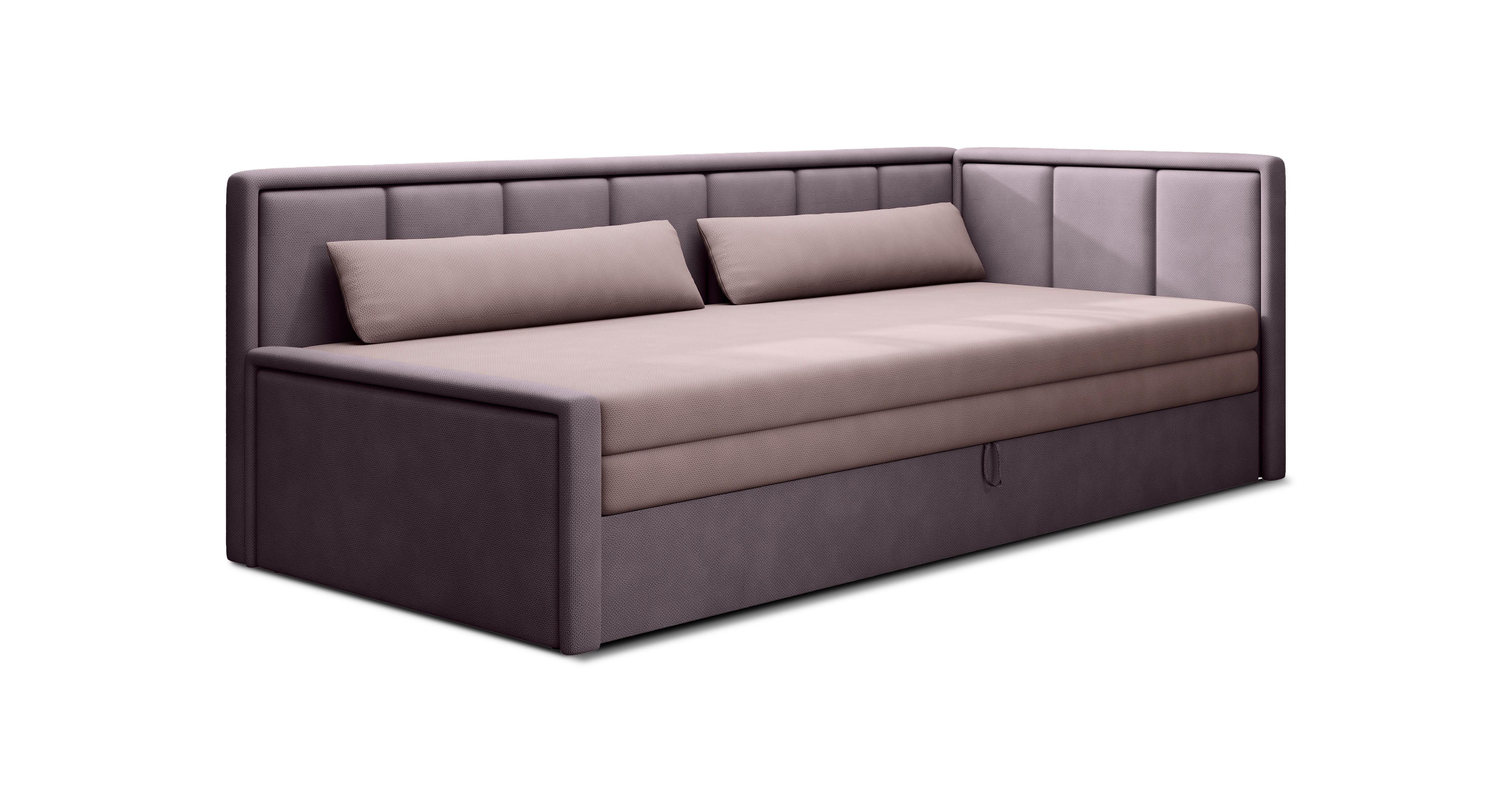 Récamiere Fulgeo Rechts Lila, Rosa, B: 214 Cm - Lila/Schwarz, Design, Textil (214/77/82cm) - MID.YOU