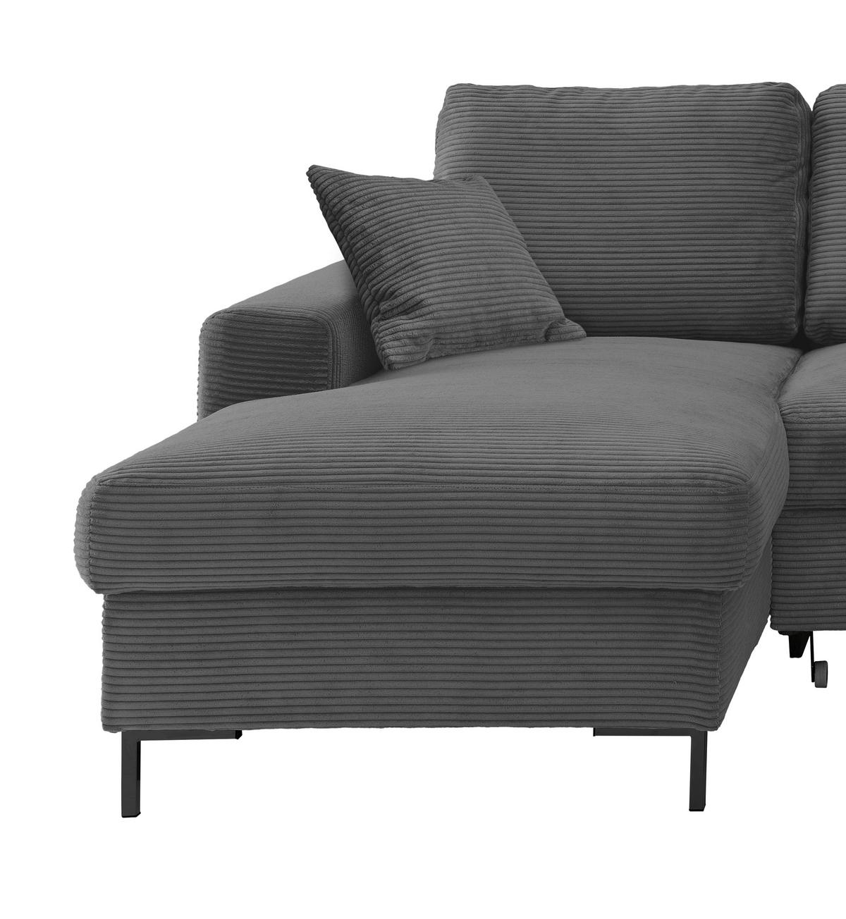Eckschlafsofa Zona Grau S: 143x237 Cm - Schwarz/Grau, KONVENTIONELL, Textil (143/237cm) - Livetastic