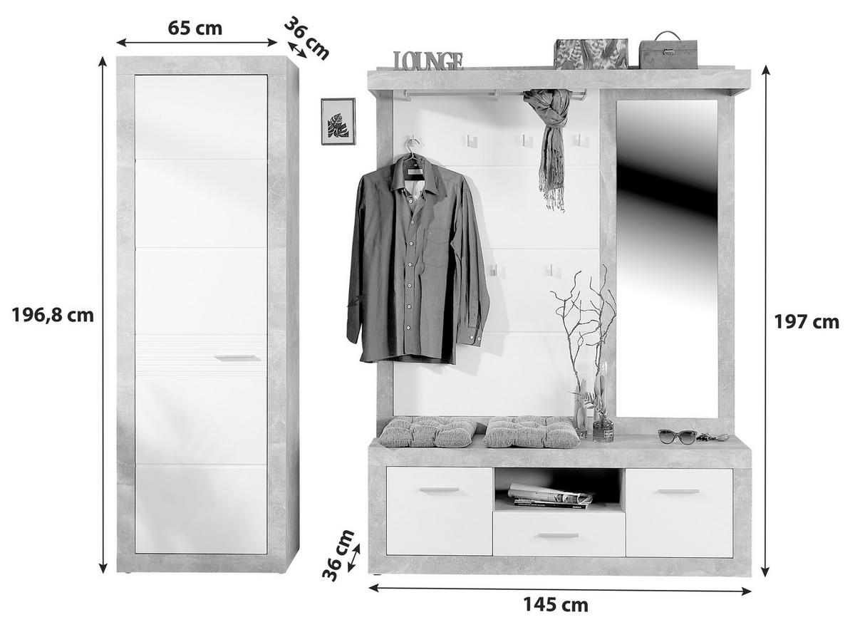 Odporúčaná kombinácia skrine MALTA - SAN REMO 4 - biela/farba duba, Modern, kompozitné drevo (210/197/36cm)