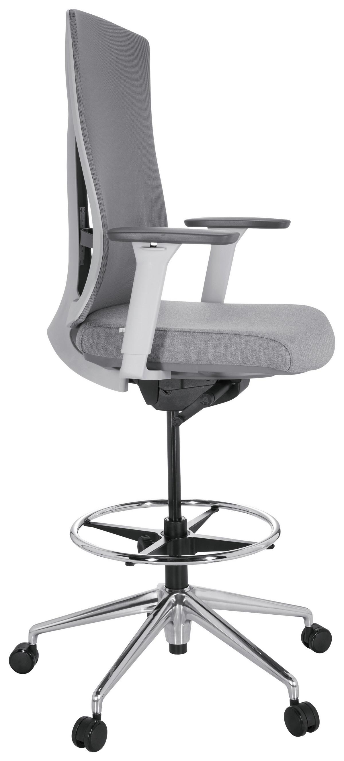 Bürostuhl Halifax Work Grau Bis 150 Kg - Silberfarben/Grau, Basics, Kunststoff/Textil (68/122/60cm) - MID.YOU