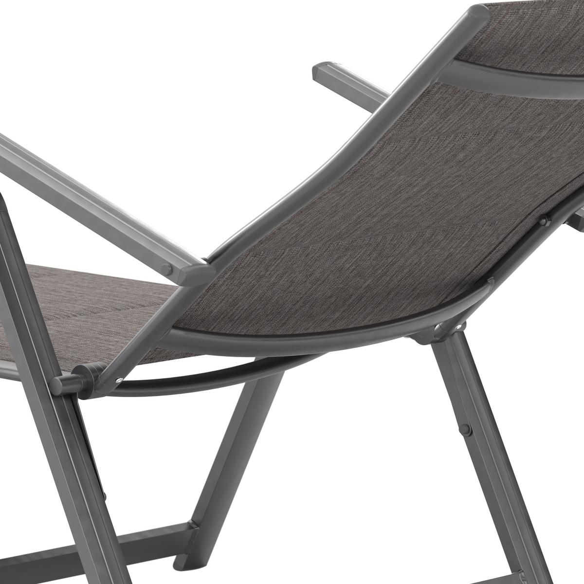 Sonnenliege Verena New Metall/Textil verstellbar - Dunkelgrau, MODERN, Textil/Metall (70/103/146cm) - Beldano