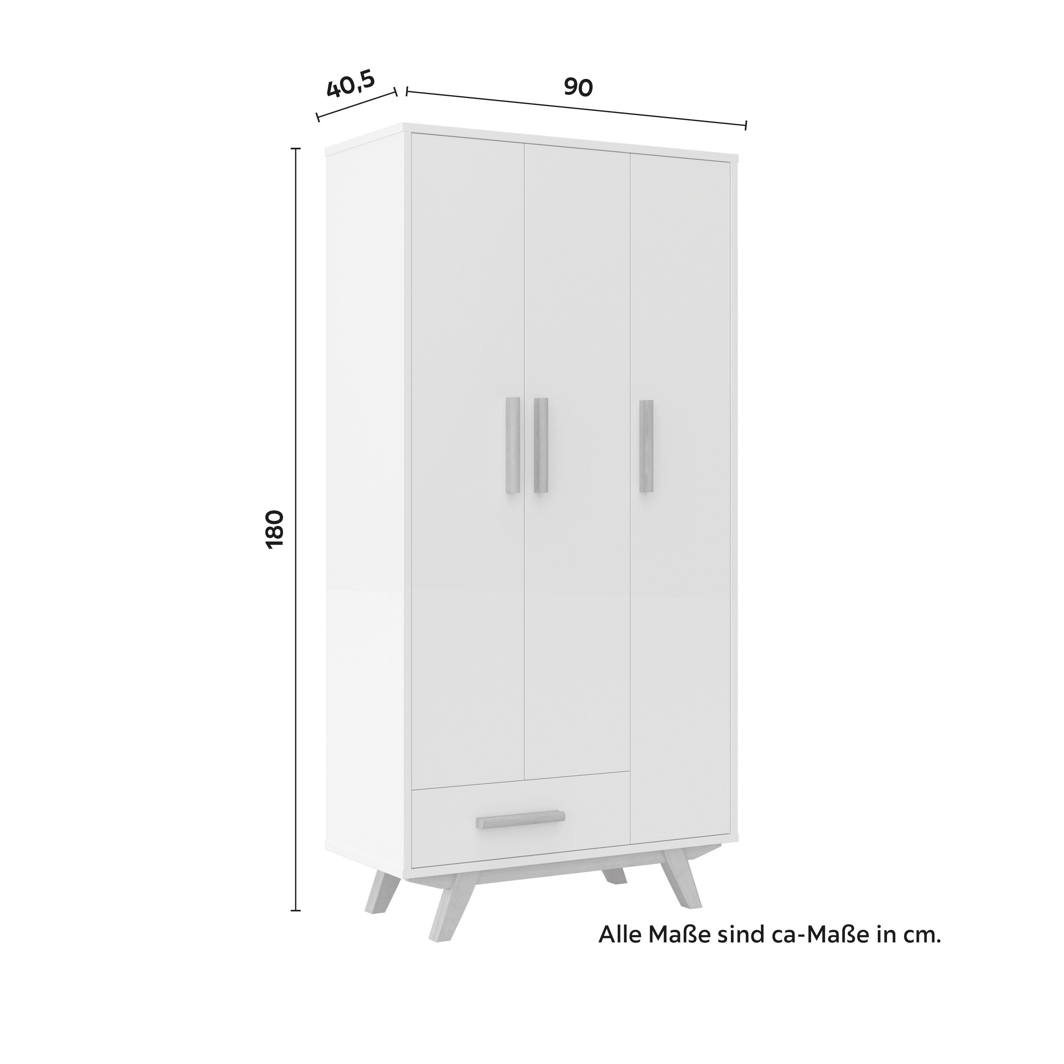 Skříň MILAN bílá/přírodní - bílá/ecru, Moderní, dřevo/kompozitní dřevo (90/180/40cm) - Bessagi Home