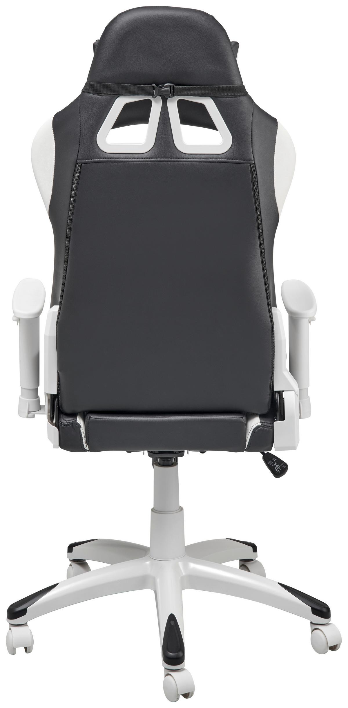 Gamingstuhl Racer - Schwarz/Weiß, MODERN, Kunststoff/Textil (66/126-134/59cm) - Livetastic