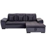 Ecksofa mit Schlaffunktion und Bettkasten, Flores Anthrazit - Dunkelgrau/Silberfarben, MODERN, Kunststoff/Textil (260/100/173cm) - Luca Bessoni