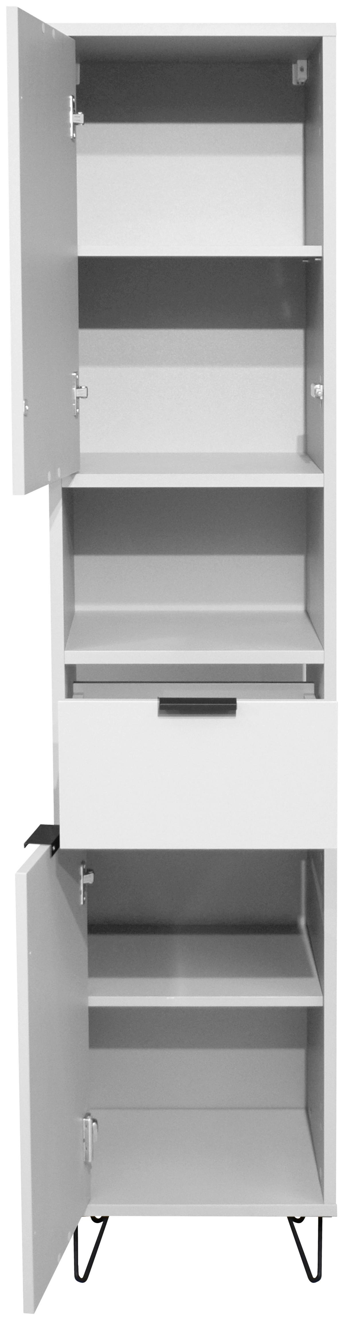 Hochschrank Bonnie Grau, B: 41 cm - Schwarz/Grau, MODERN, Holzwerkstoff (41/189/38cm) - Livetastic