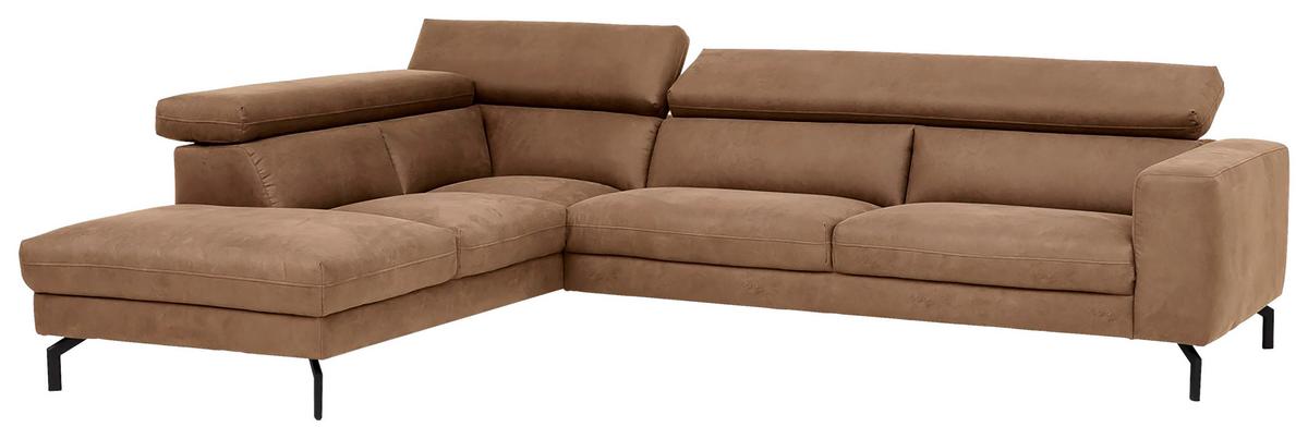 Ecksofa California - Schwarz/Braun, MODERN, Textil (233/305cm) - Trendmanufaktur