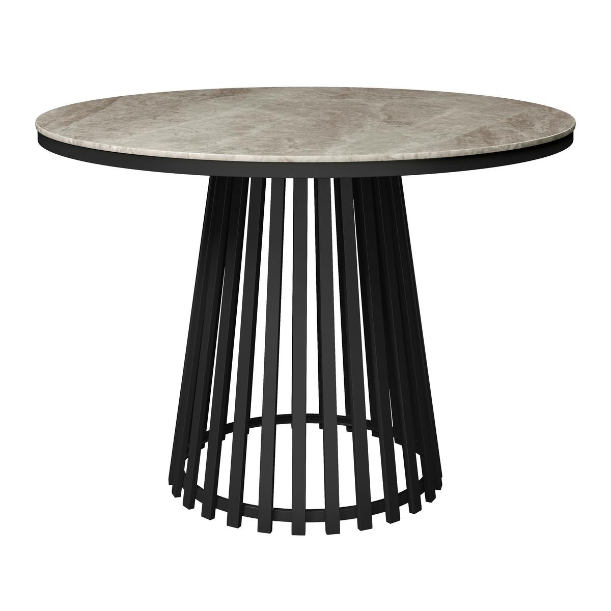 Jídelní stůl Pela, P: 110 cm - šedá/černá, Moderní, kov/kompozitní dřevo (110/75cm) - Bessagi Home