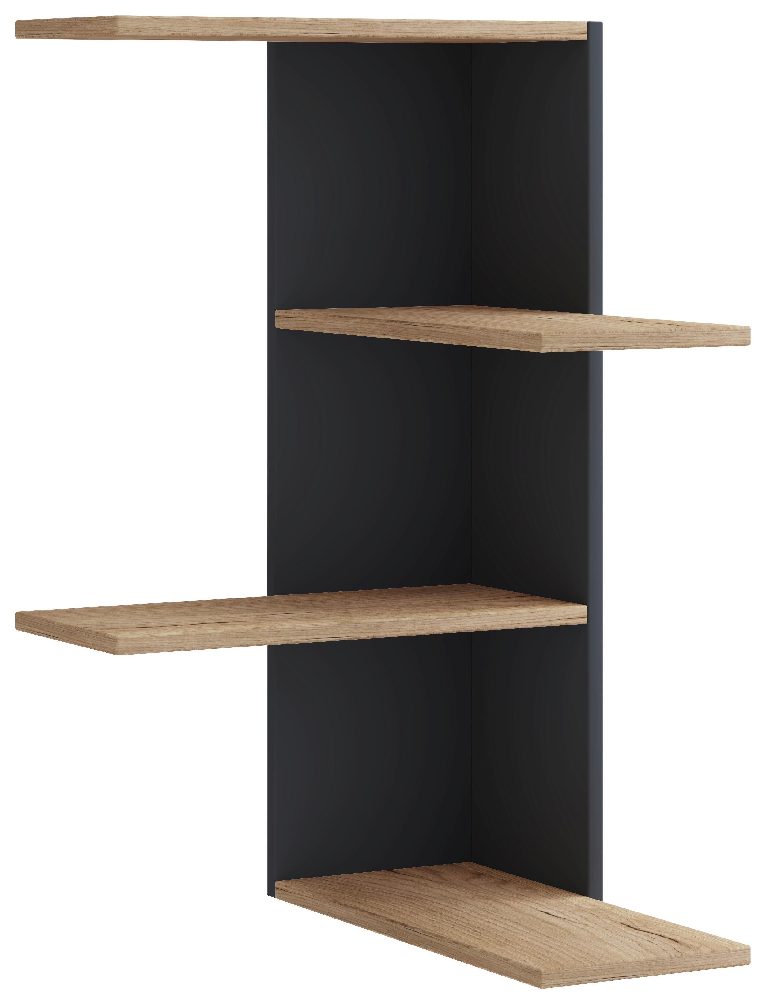 Eckregal Balos Schwarz, Honigeiche B: 45 cm - Honigeiche/Schwarz, LIFESTYLE, Holzwerkstoff (45/77/45cm) - MID.YOU