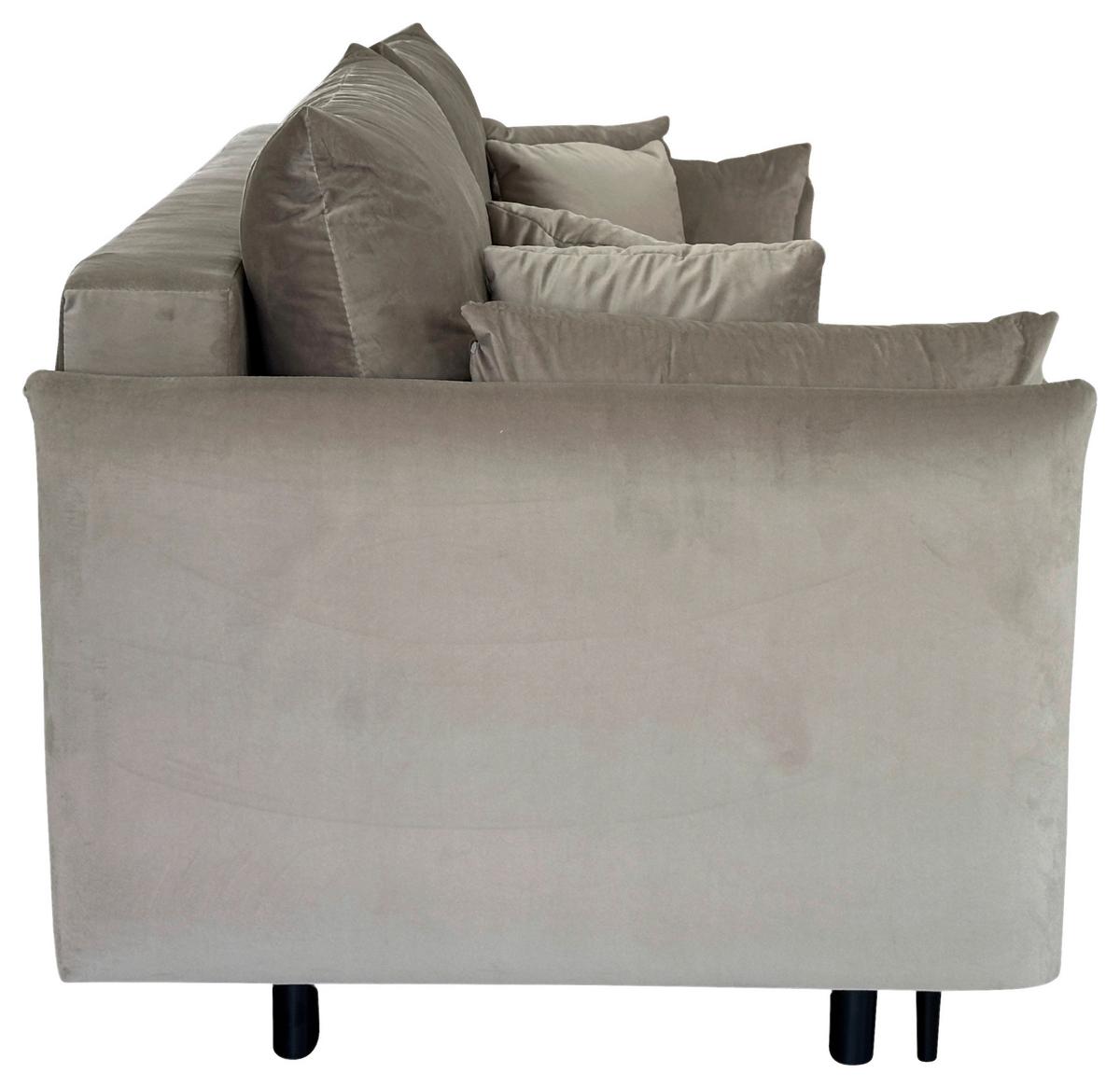 3-sitzer-sofa Mit Schlaffunktion Orlando B:220cm - Taupe/Schwarz, Design, Textil (220/96/102cm) - MID.YOU