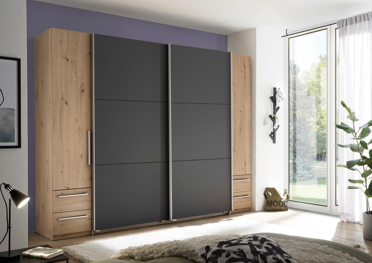 Schwebetürenschrank Bordo - Graphitfarben/Eiche Artisan, KONVENTIONELL, Holzwerkstoff (270/211/60cm)
