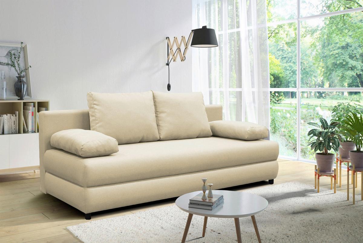 Schlafsofa Mela Beige B: 206cm - Beige/Schwarz, Design, Textil (206/87/88cm) - P & B