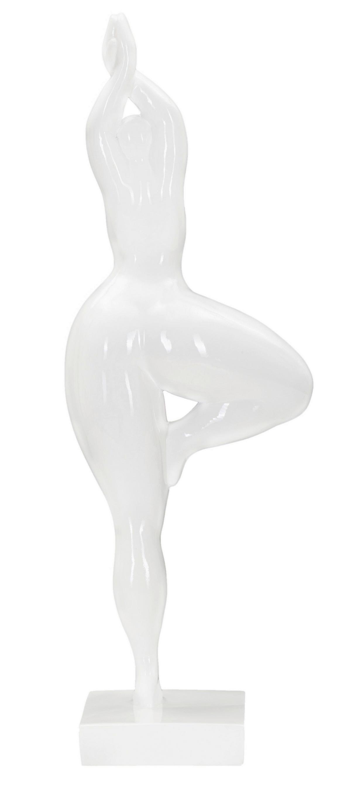 Skulptur Woman Yoga Weiß, B: 16 cm - Weiß, Basics, Kunststoff (16/45,8/9cm)
