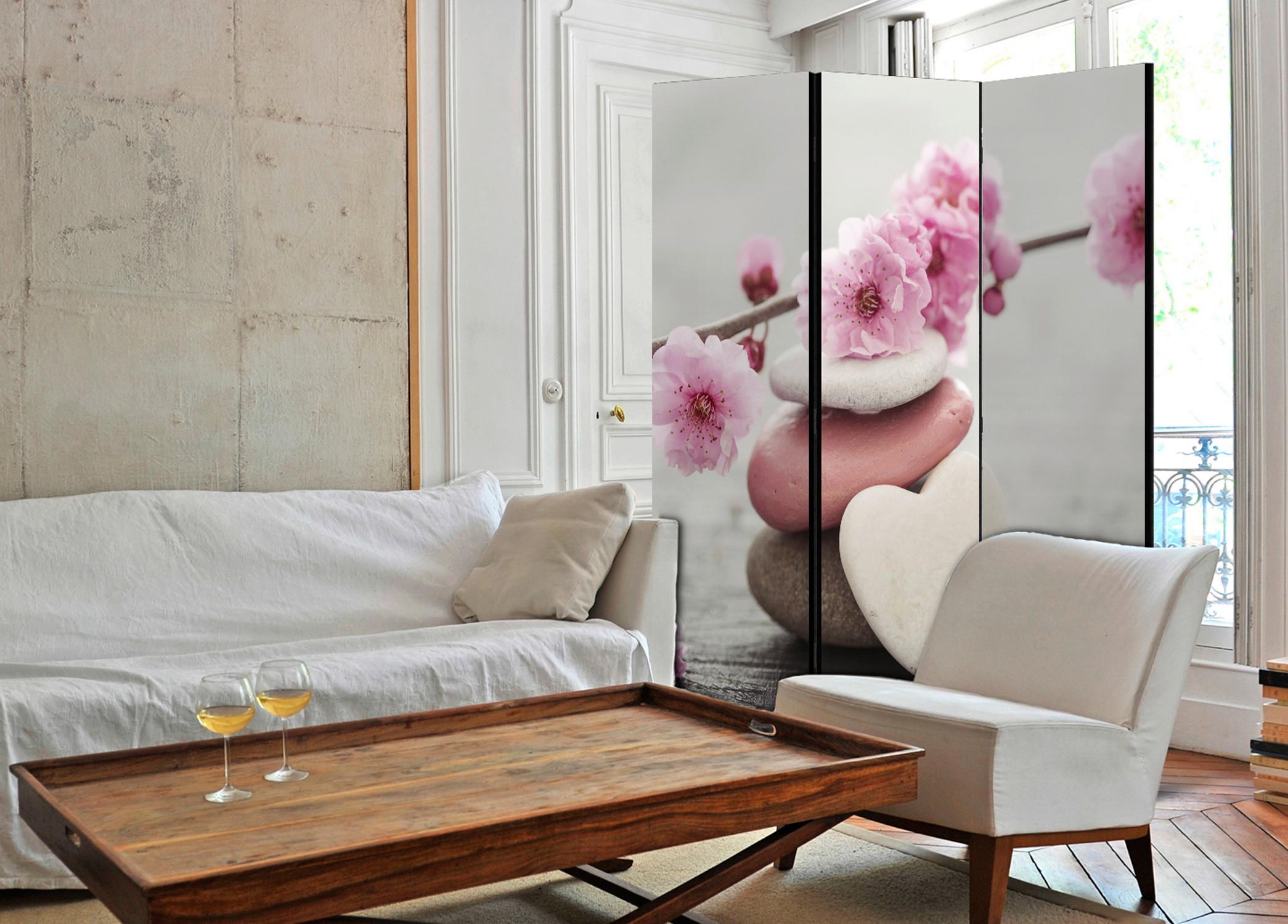 Paravent Pink Perlmutt B: 135 Cm - Pink/Perlmutt, Basics, Holz/Textil (135/172/3cm) - artgeist