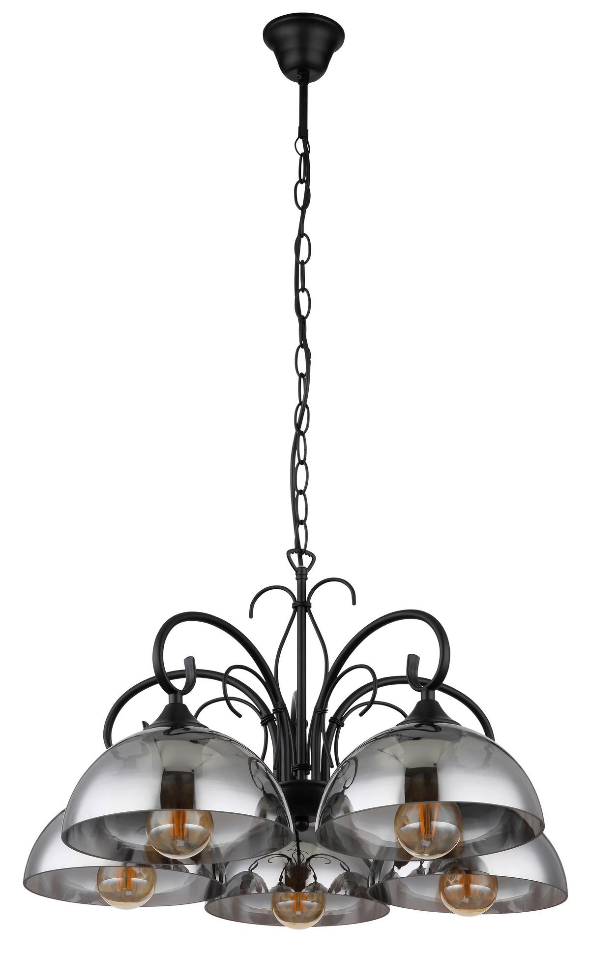 Hängeleuchte 69061-5h - Schwarz, KONVENTIONELL, Glas/Metall (56/120cm) - Globo