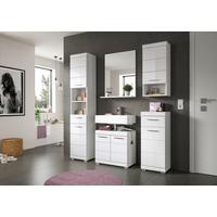 Badezimmer Scout Weiß Hg B: 154 cm - Weiß Hochglanz/Silberfarben, MODERN, Glas/Holzwerkstoff (154cm) - MID.YOU