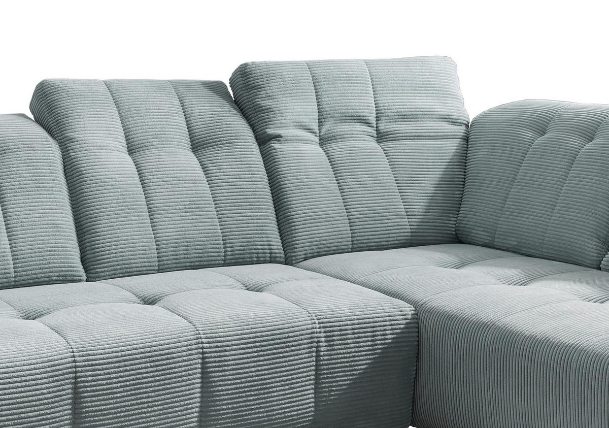 Ecksofa mit USB Anschluss Sano, Hellblau, S: 261x200 cm - Schwarz/Hellblau, MODERN, Textil (261/200cm) - Livetastic