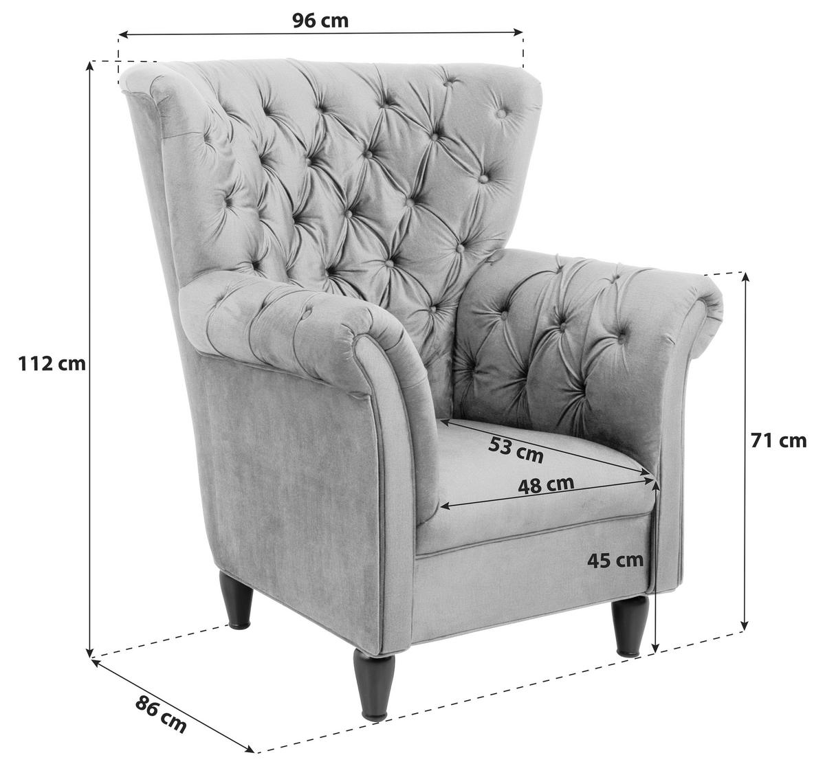 Ohrensessel Cupido - Schwarz/Dunkelblau, Design, Textil (96/112/86cm) - MID.YOU