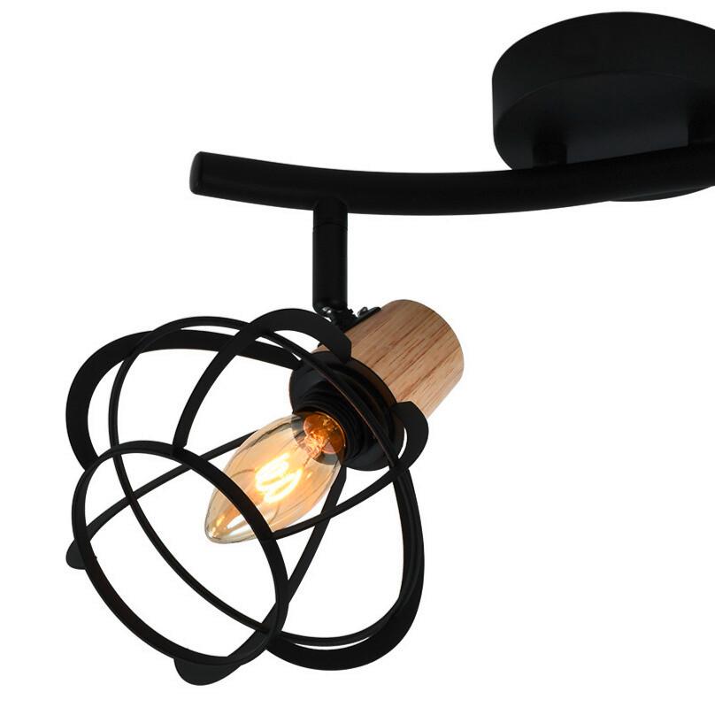 Deckenleuchte Schwarz Akaziefarben L: 48 Cm - Schwarz/Akaziefarben, Design, Holz/Metall (48/22/15cm)