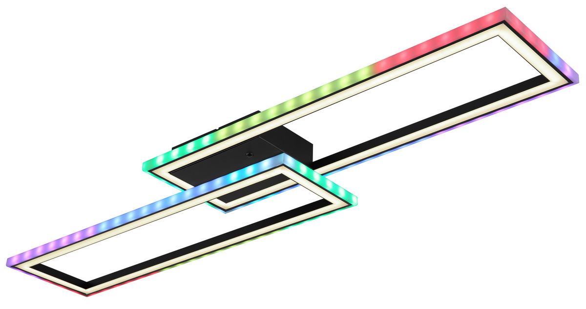 Led-deckenleuchte 67365 - Opal/Schwarz, Design, Kunststoff/Metall (94,5/24/5,5cm) - Globo