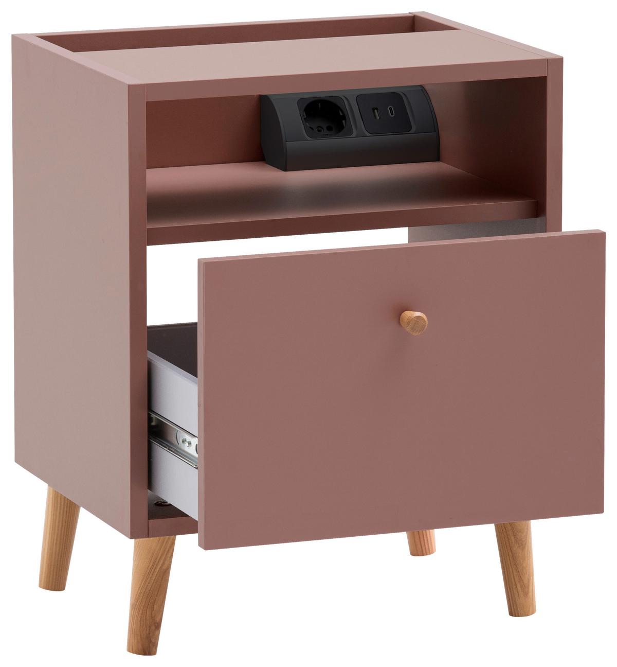 NACHTTISCH Bjarne Mauve B: 40,2cm - Mauve, Design, Holz/Holzwerkstoff (40,2/50,1/32,7cm) - MID.YOU
