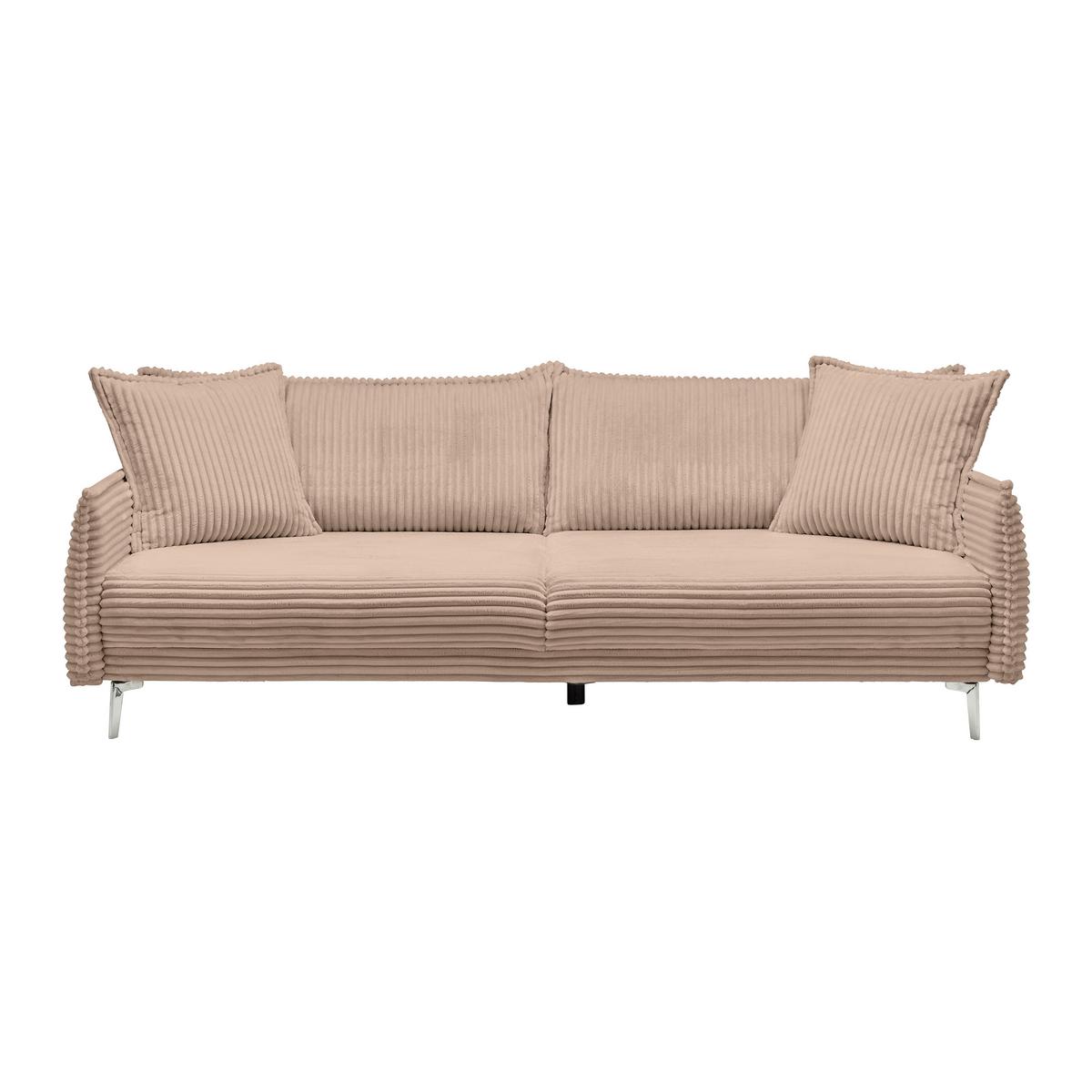 Veľká pohovka KISS -TOP- - hnedá/chrómová, Modern, kov/drevo (241/90/117cm) - Mömax
