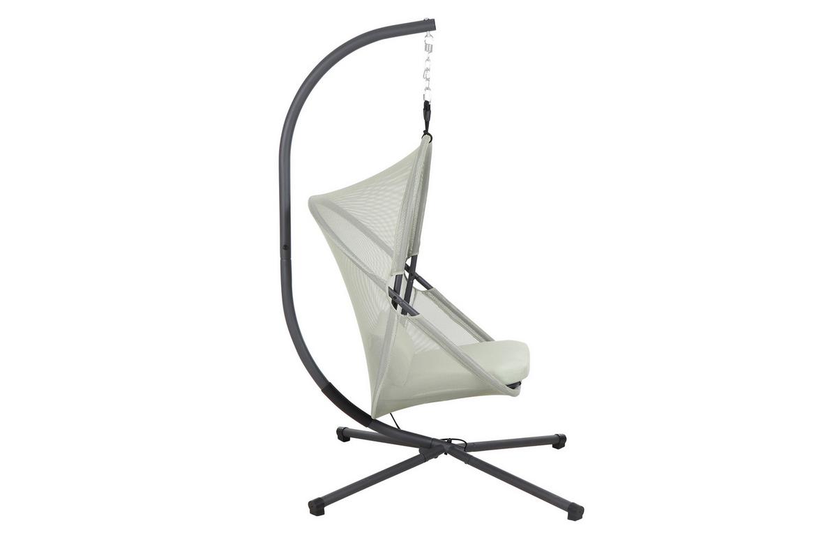 Hängesessel Mit Gestell Mit Sitz- Und Rückenkissen - Anthrazit/Grün, KONVENTIONELL, Kunststoff/Textil (123/195/106cm) - Siena Garden