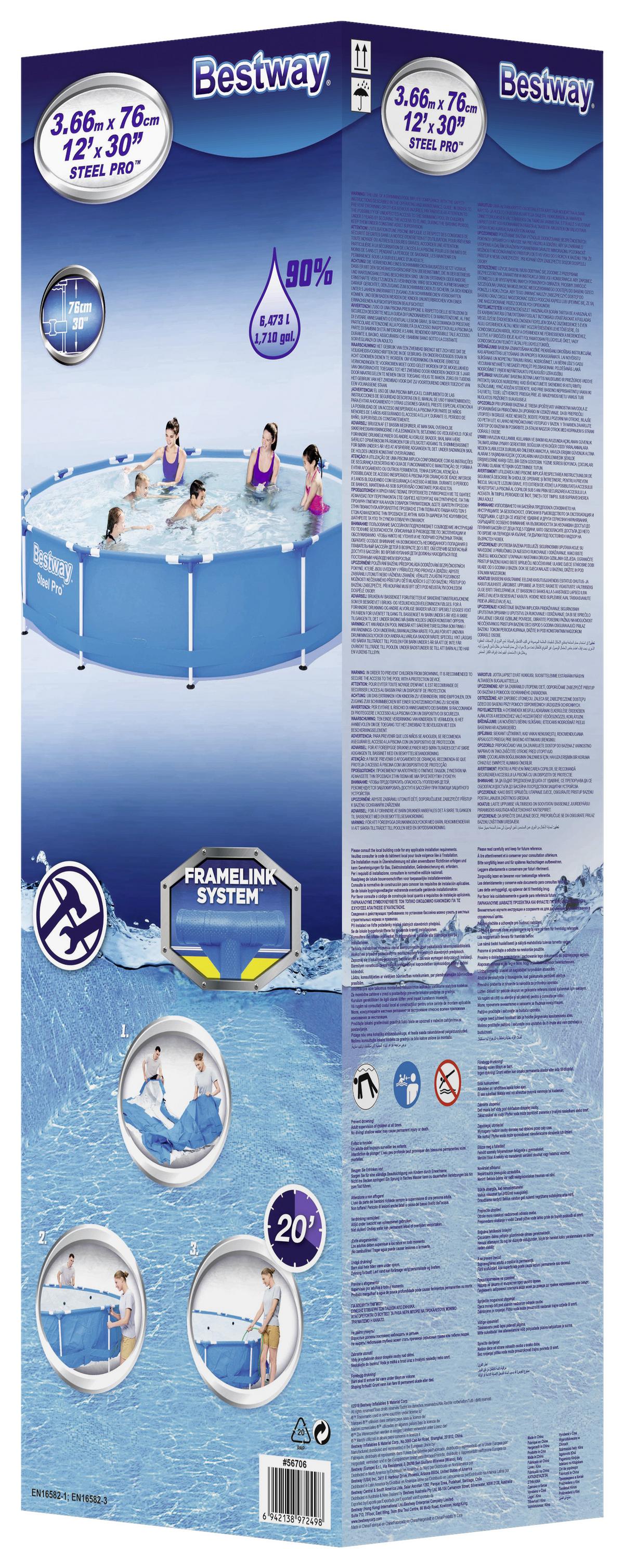 Medence Steel Pro Pool Kb. 366/76cm - kék/fehér, Modern, műanyag/fém (366/76cm) - Bestway