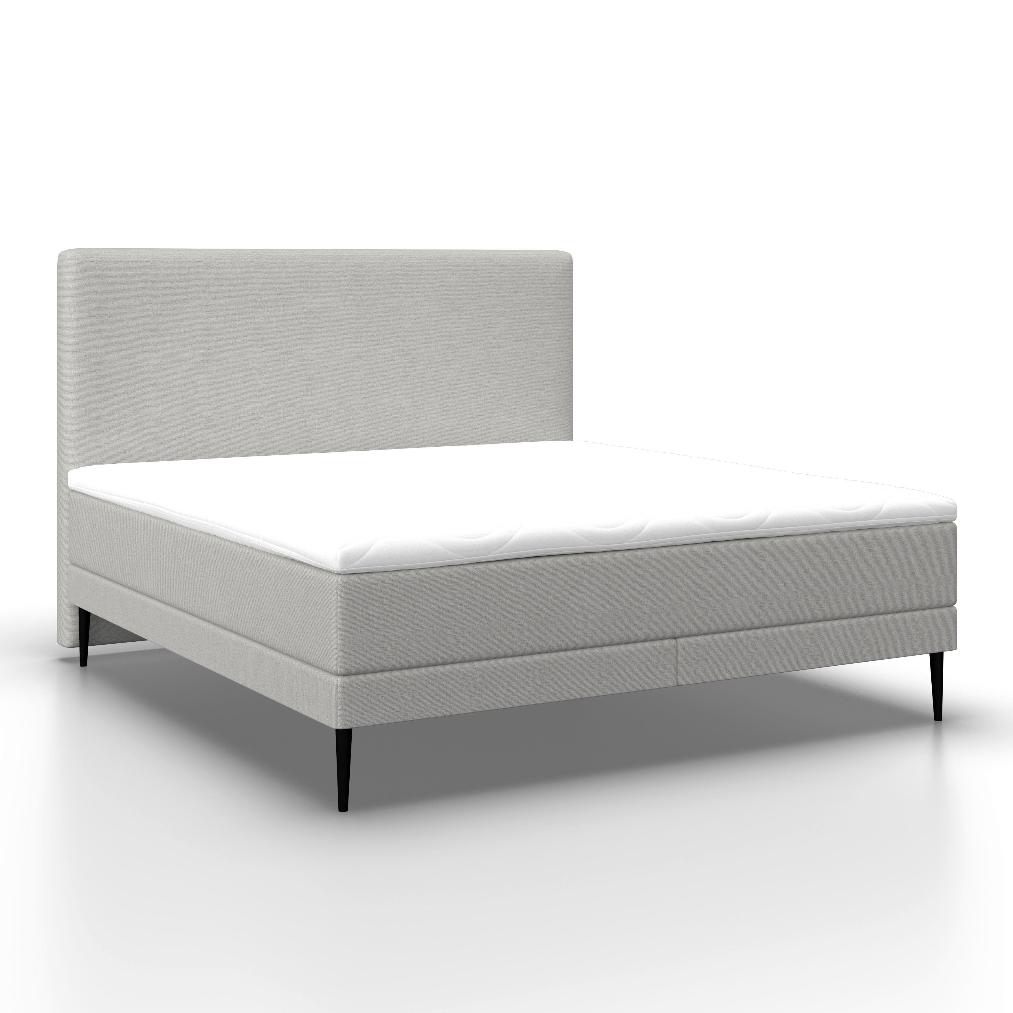 Boxspringová postel NEVADA 160x200, světle šedá - černá/světle šedá, Moderní, kov/dřevo (160/200cm) - Bessagi