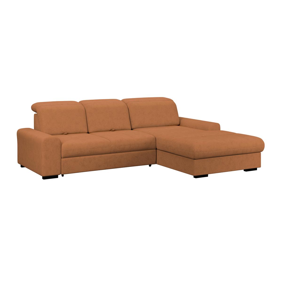 Ecksofa mit Bettfunktion Malaga new Chenille terracotta - Terracotta/Schwarz, KONVENTIONELL, Textil (286/203cm) - Ondega