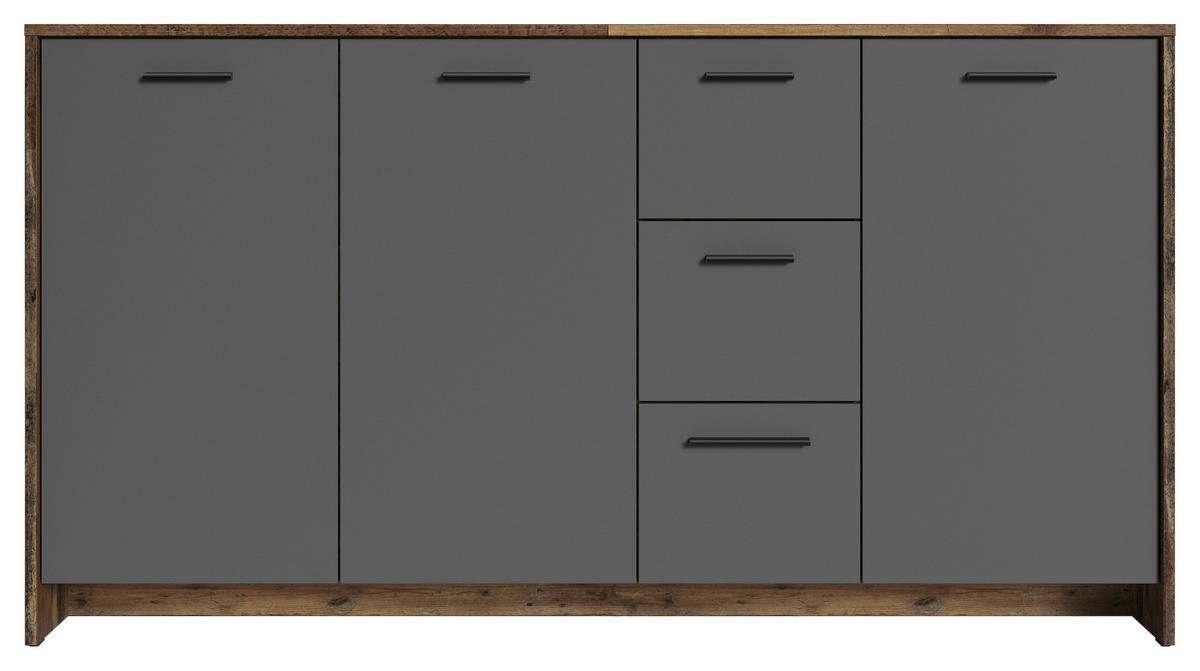 Sideboard Ben B: 153cm Anthrazit - Anthrazit/Eiche Artisan, MODERN, Holzwerkstoff (153/83/35cm) - MID.YOU