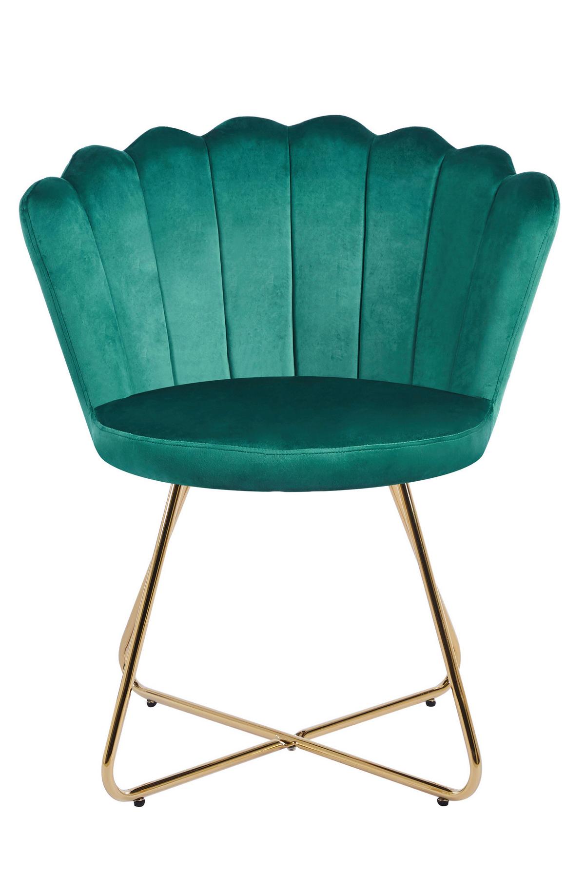 Stuhl-Set Grün B: 69,5 cm - Goldfarben/Grün, MODERN, Textil/Metall (69,5/85/66cm) - Livetastic