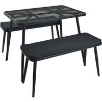 Gartentischgruppe 3tlg. Gartentischset Toulouse Klein - Schwarz, Basics, Metall