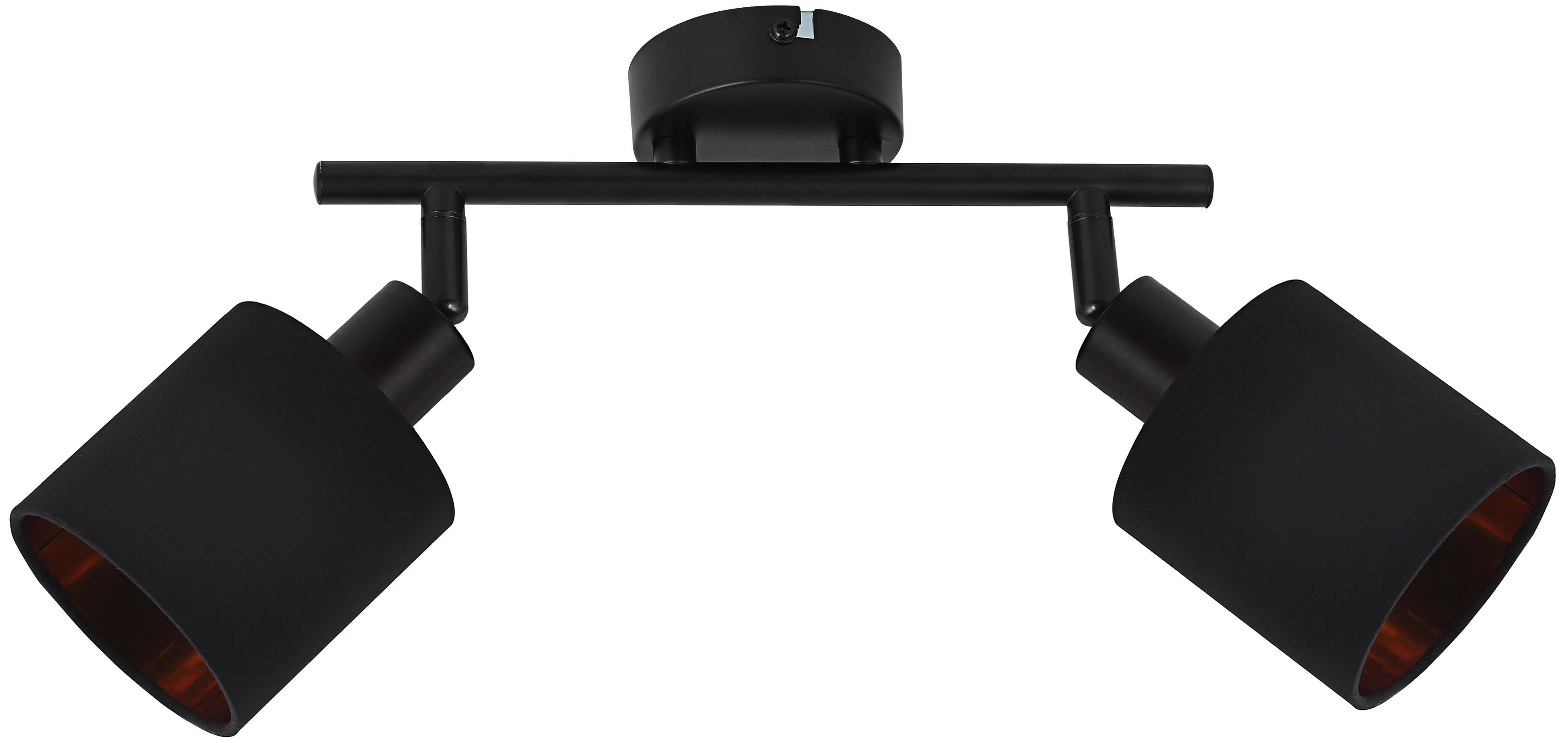 Bodové svietidlo Goldi, E14 LED max. 15W - čierna/zlatá, Modern, kov/textil (48/10/23cm) - Mömax