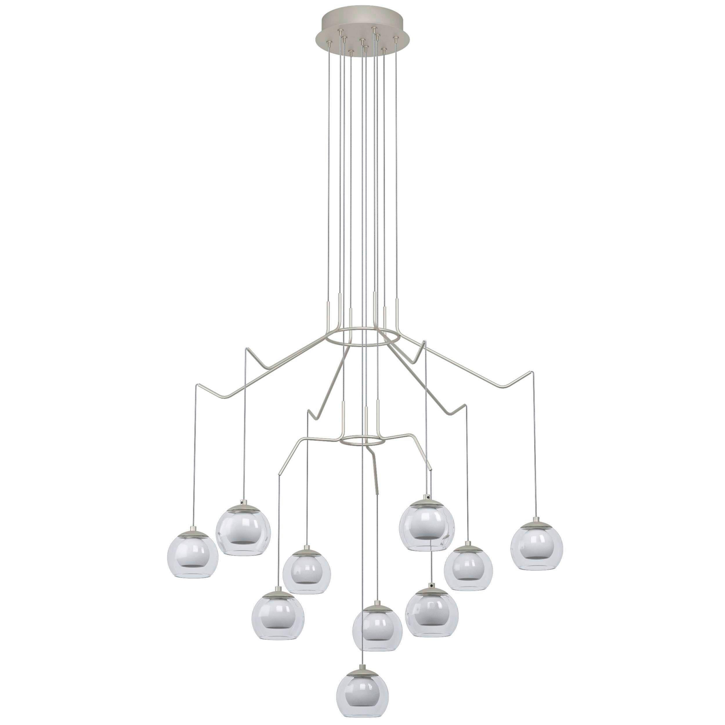 Hängeleuchte Weiß Champagner D: 67 cm - Champagner/Weiß, Design, Glas/Metall (67/166cm) - Eglo