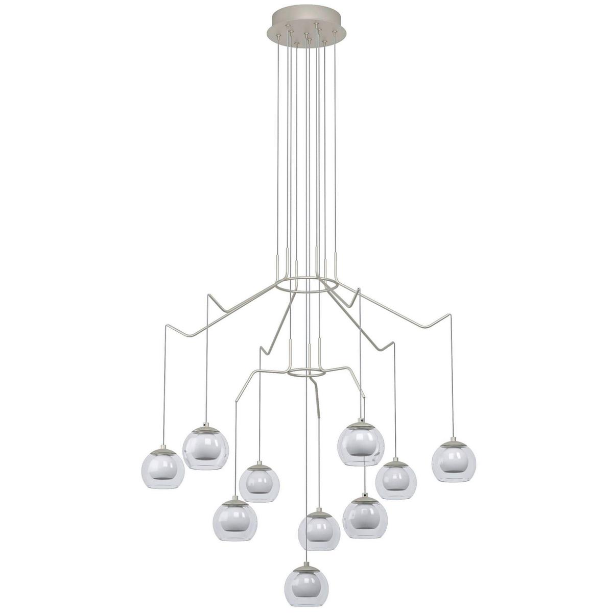 Hängeleuchte Weiß Champagner D: 67 Cm - Champagner/Weiß, Design, Glas/Metall (67/166cm) - Eglo