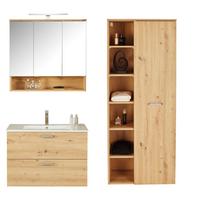 Badezimmer Fresh Eiche Dekor 4-teilig - Eiche Artisan/Weiß, KONVENTIONELL, Holzwerkstoff (146/168,5/46,5cm) - Ondega