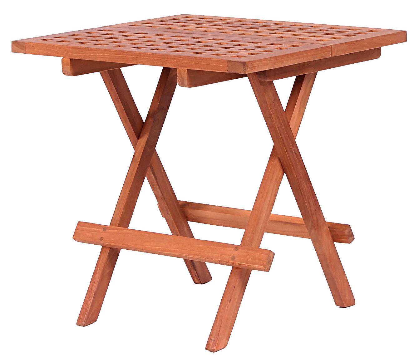 Gartenbeistelltisch Klappbar, Woodie aus Teakholz B: 50 cm - Teakfarben, Basics, Holz (50/50/50cm) - Gardenson