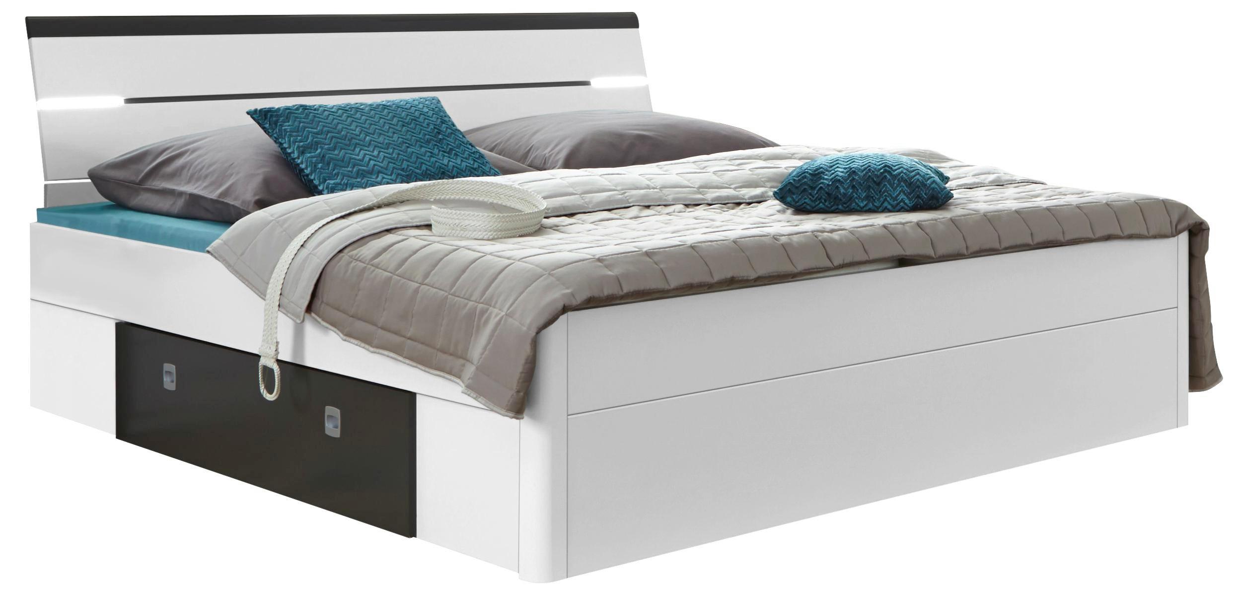 Bett Mars 140x200 Weiß/Lava - Anthrazit/Weiß, MODERN, Holzwerkstoff (145/97/216cm)